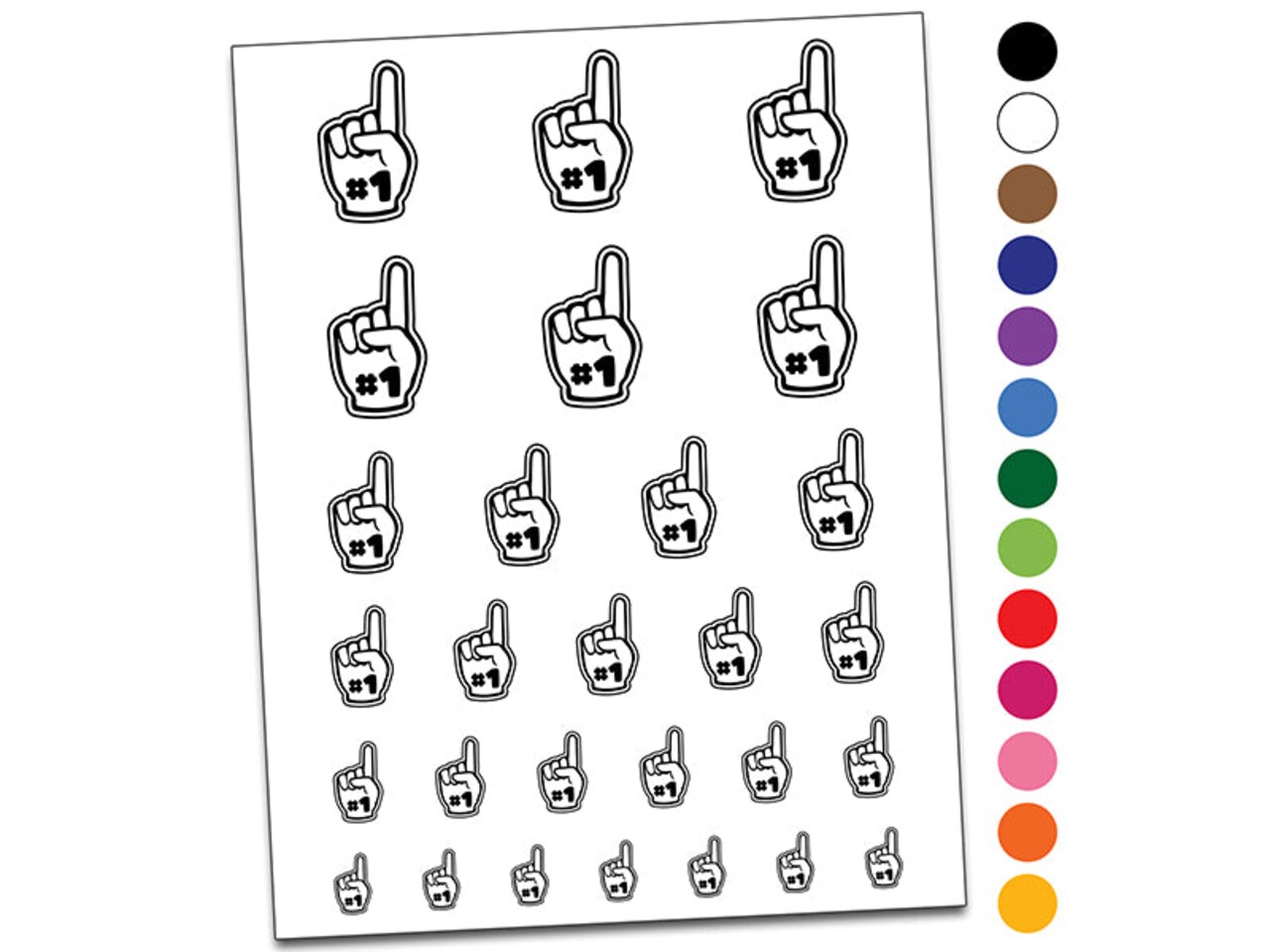 Foam Finger Sports Number One Fan Temporary Tattoo Water Resistant Fake Body Art Set Collection